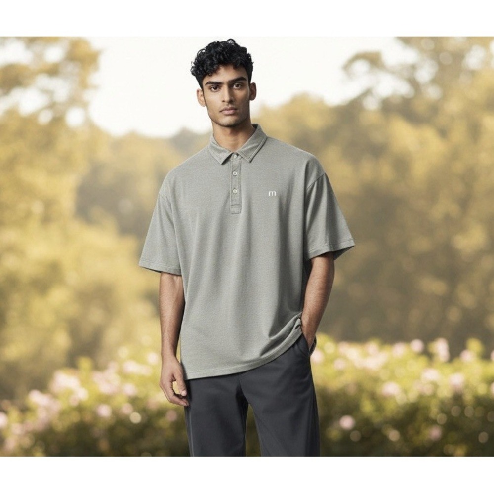 Travis Mathew Men's Medium Polo Shirt Gray Golf Casual Stretch Athleisure